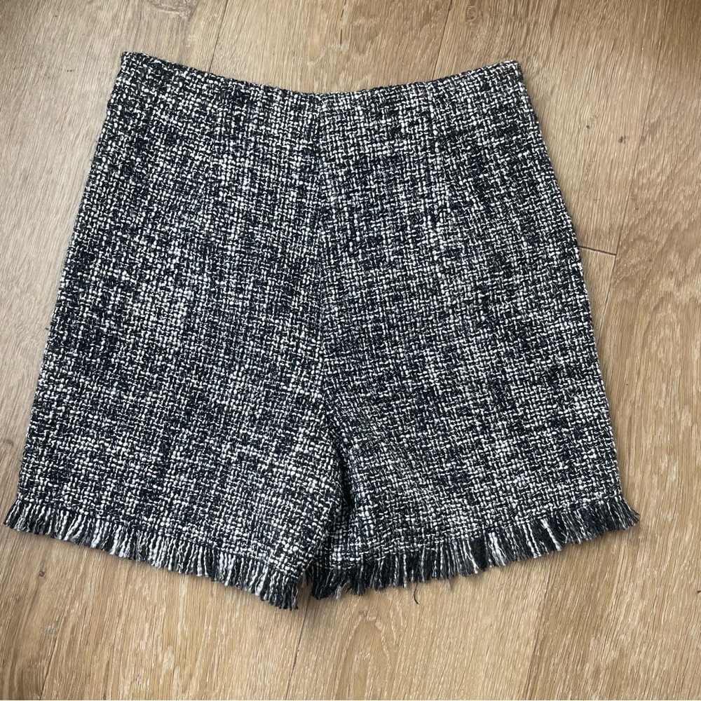 Zara tweed shorts with fringe